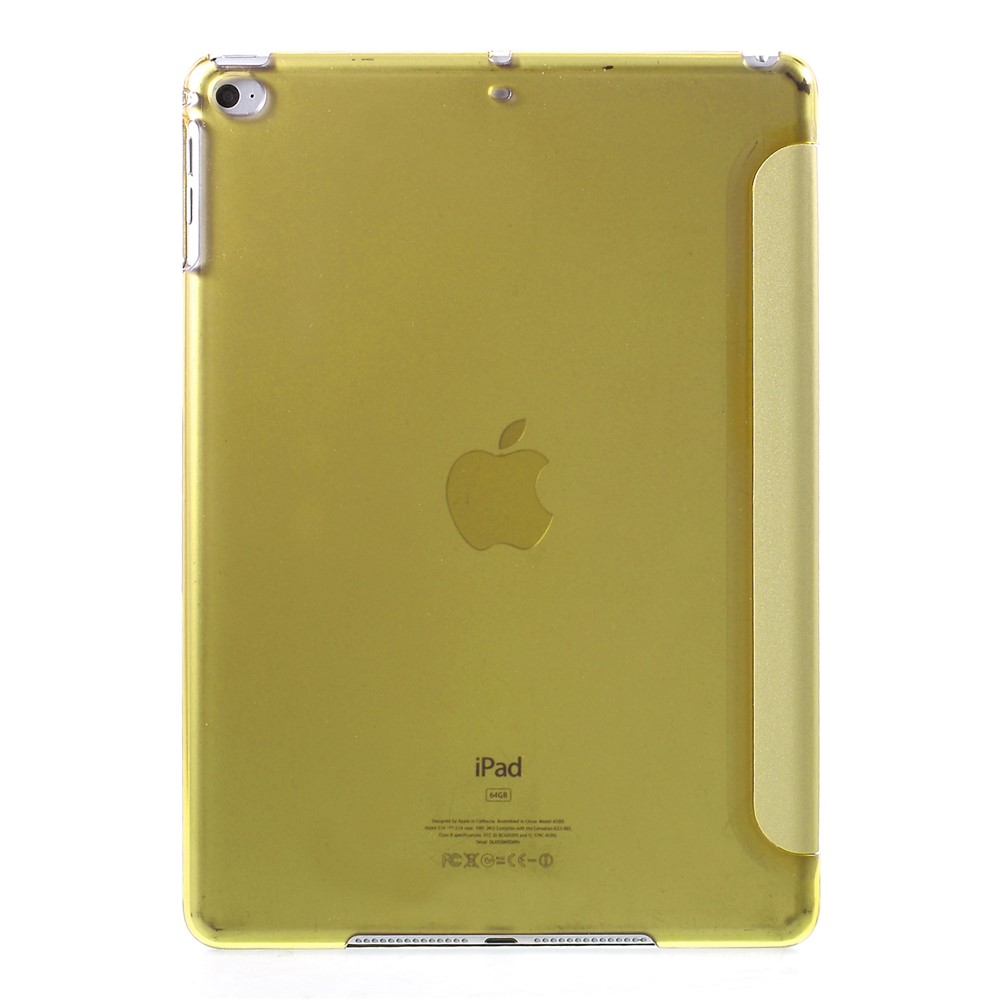 For iPad Air 2 Slim Tri-fold Stand Leather Case Cover - Yellow-2