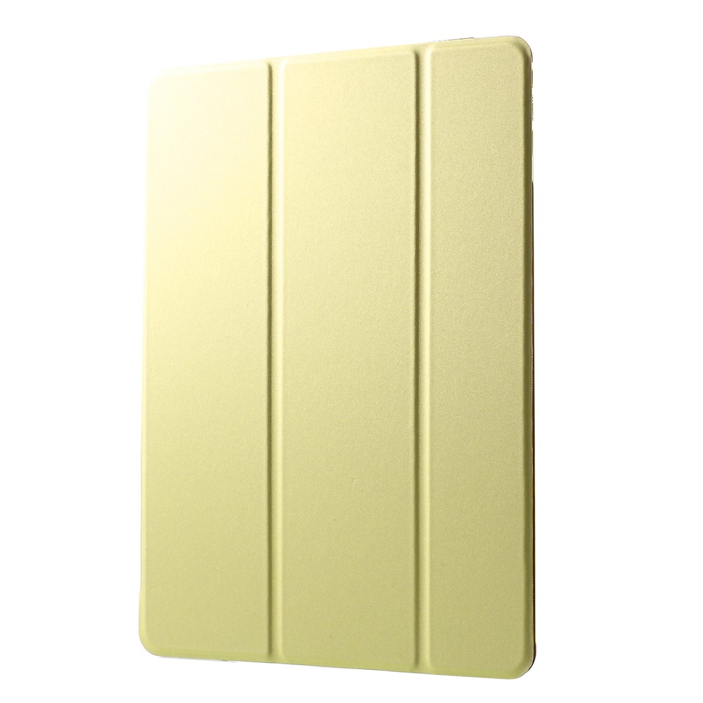 For iPad Air 2 Slim Tri-fold Stand Leather Case Cover - Yellow-3