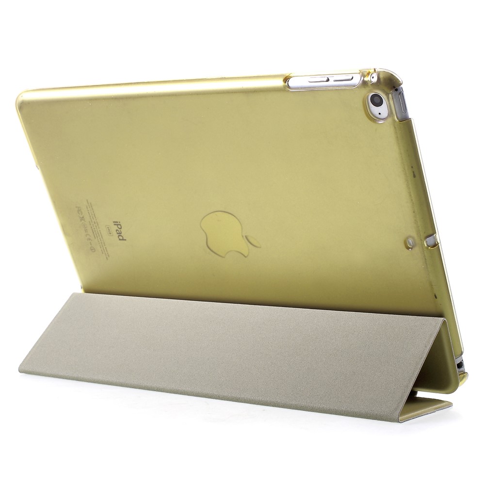 For iPad Air 2 Slim Tri-fold Stand Leather Case Cover - Yellow-5