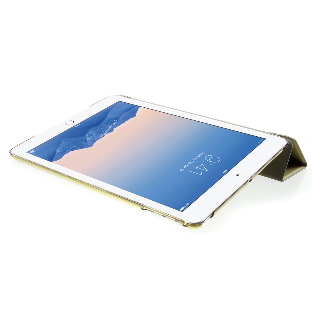For iPad Air 2 Slim Tri-fold Stand Leather Case Cover - Yellow-6