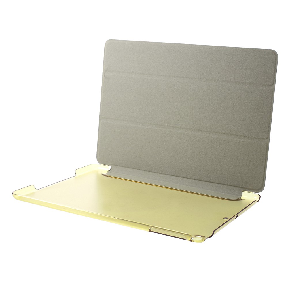 For iPad Air 2 Slim Tri-fold Stand Leather Case Cover - Yellow-7