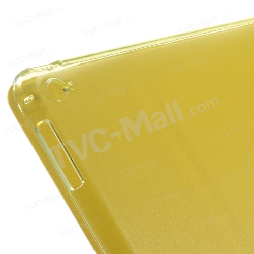 For iPad Air 2 Slim Tri-fold Stand Leather Case Cover - Yellow-8