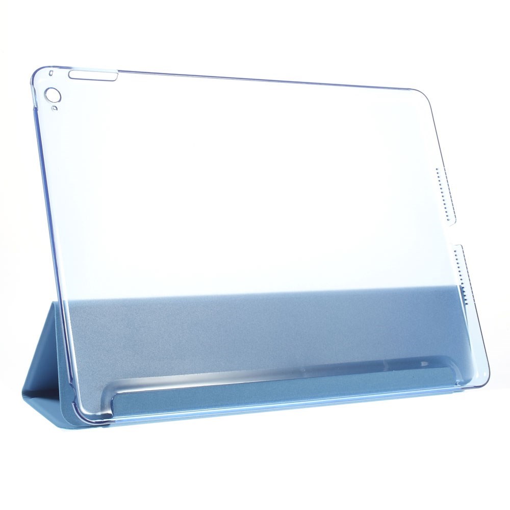 For iPad Air 2 Slim Tri-fold Stand Leather Shell Cover - Blue-3