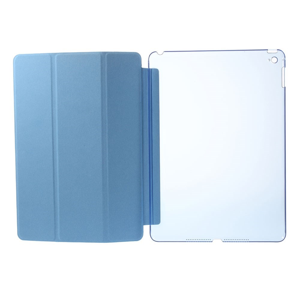 For iPad Air 2 Slim Tri-fold Stand Leather Shell Cover - Blue-6