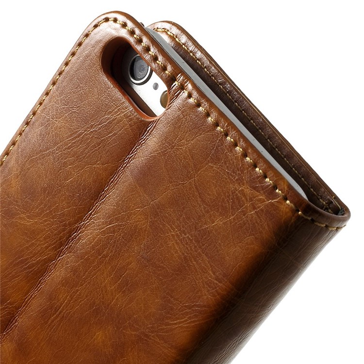2-in-1 Oil Wax Leather Flip Cover + Detachable PC Shell for iPhone 6s 6 4.7-inch - Brown-11