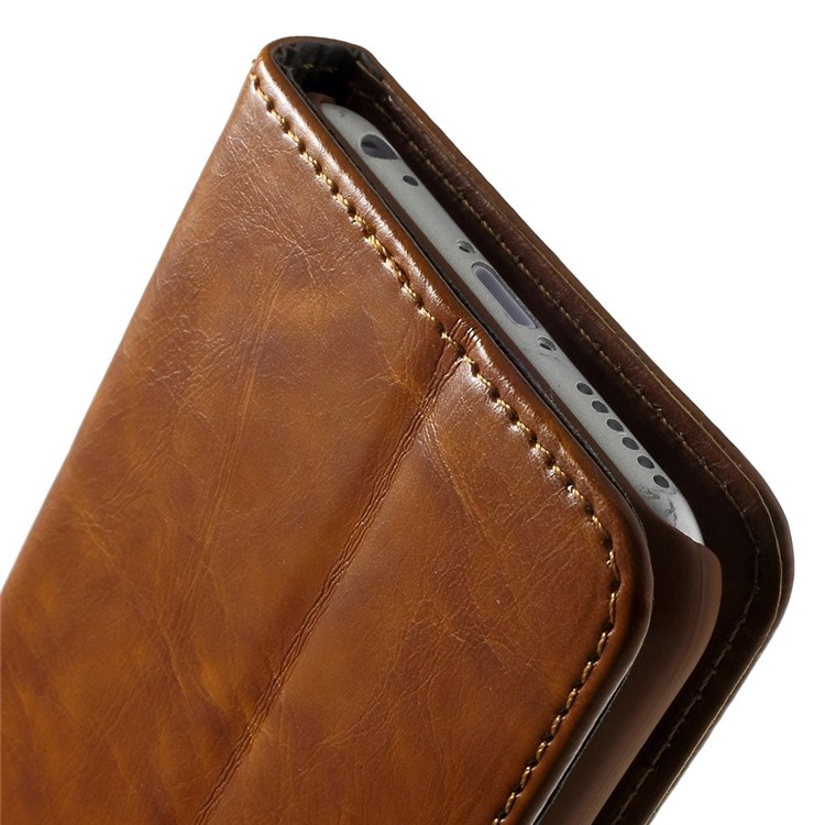 2-in-1 Oil Wax Leather Flip Cover + Detachable PC Shell for iPhone 6s 6 4.7-inch - Brown-12