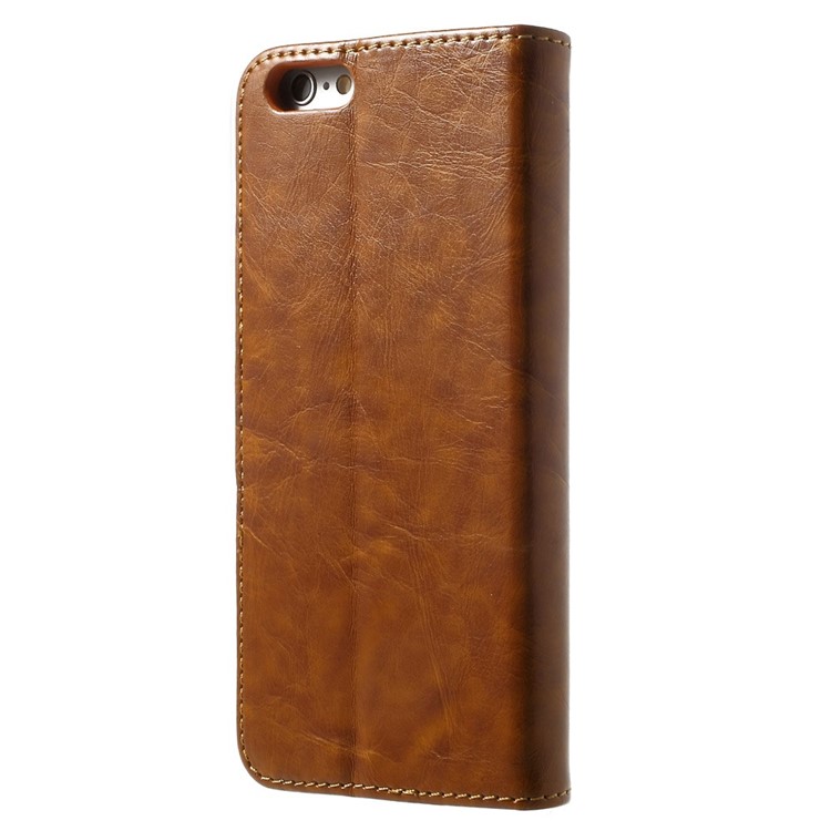 2-in-1 Oil Wax Leather Flip Cover + Detachable PC Shell for iPhone 6s 6 4.7-inch - Brown-2