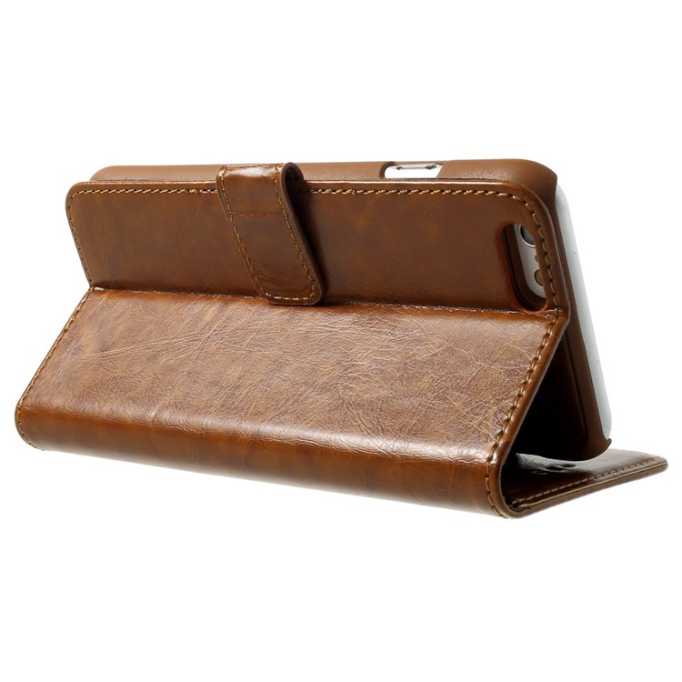 2-in-1 Oil Wax Leather Flip Cover + Detachable PC Shell for iPhone 6s 6 4.7-inch - Brown-4