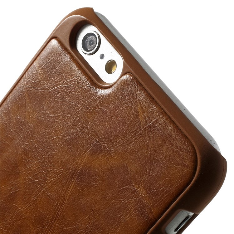 2-in-1 Oil Wax Leather Flip Cover + Detachable PC Shell for iPhone 6s 6 4.7-inch - Brown-9
