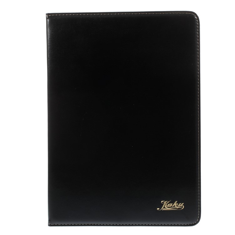 KAKUSIGA Leather Stand Case w/ Elastic Band for iPad Air 2 - Black-2