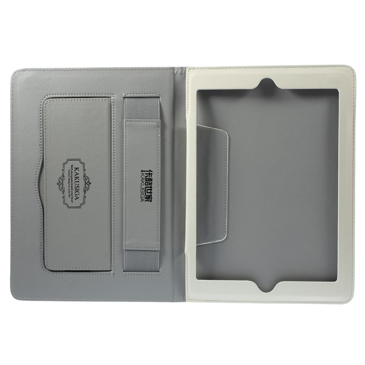 KAKUSIGA Leather Stand Case w/ Elastic Band for iPad Air 2 - White-4