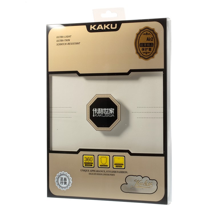 KAKUSIGA Leather Stand Case w/ Elastic Band for iPad Air 2 - White-8
