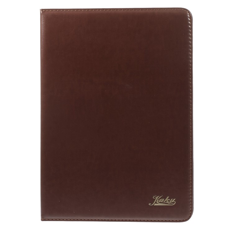 KAKUSIGA Leather Case Cover w/ Elastic Band for iPad Air 2 - Brown-2