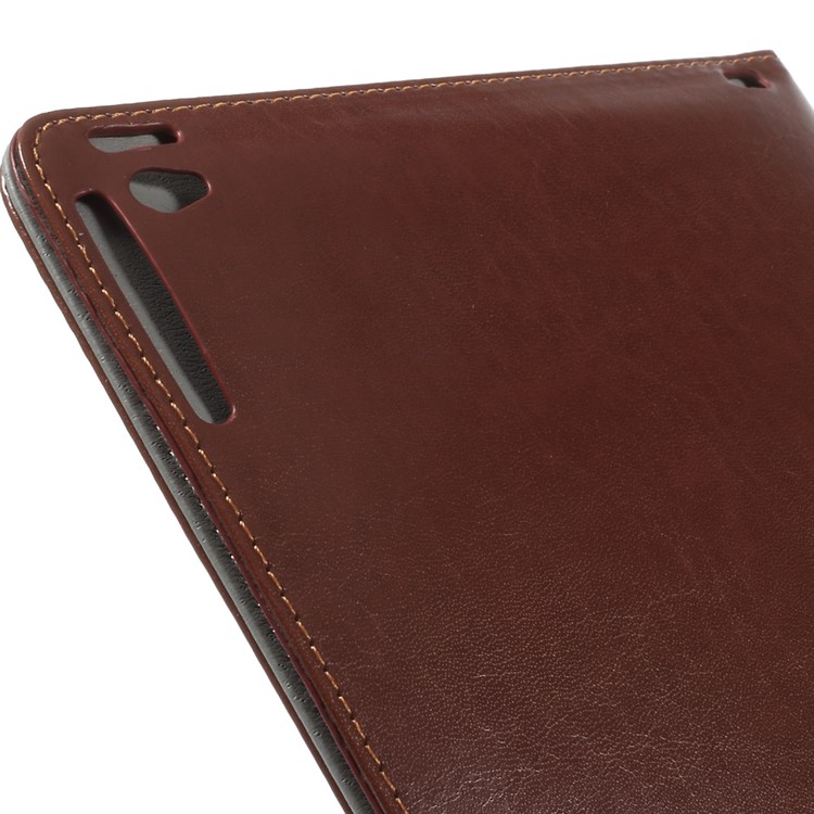 KAKUSIGA Leather Case Cover w/ Elastic Band for iPad Air 2 - Brown-5