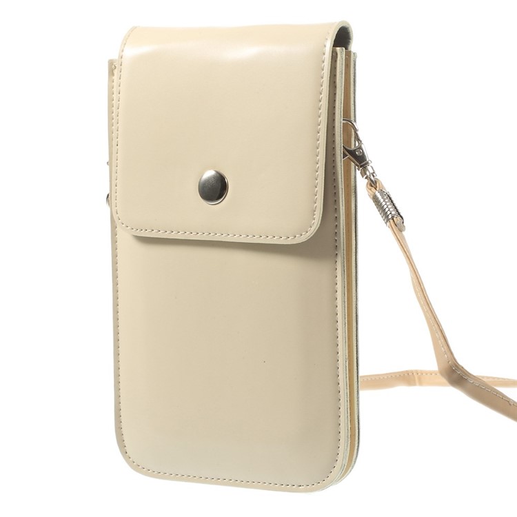 PU Leather Pouch Shoulder Bag for iPhone 7 Plus/ 6 Plus / 6s Plus 5.5 Inch - Beige-2