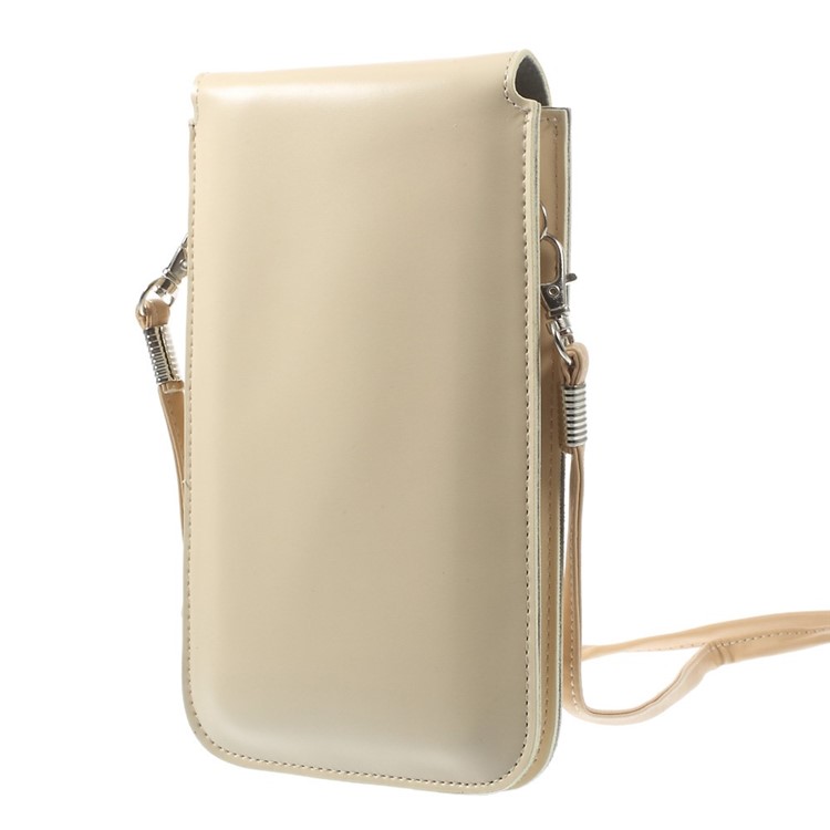 PU Leather Pouch Shoulder Bag for iPhone 7 Plus/ 6 Plus / 6s Plus 5.5 Inch - Beige-3