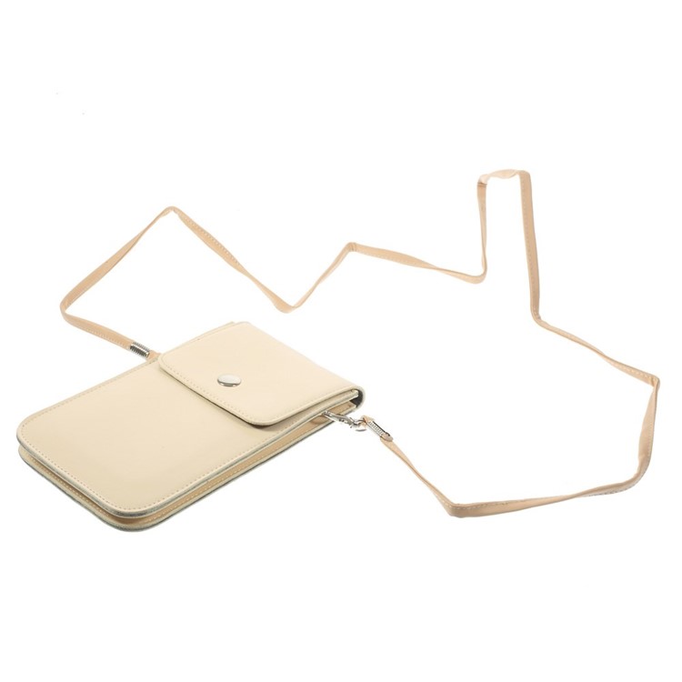 PU Leather Pouch Shoulder Bag for iPhone 7 Plus/ 6 Plus / 6s Plus 5.5 Inch - Beige-4