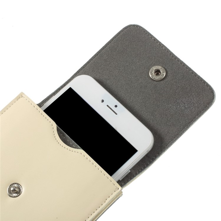 PU Leather Pouch Shoulder Bag for iPhone 7 Plus/ 6 Plus / 6s Plus 5.5 Inch - Beige-5