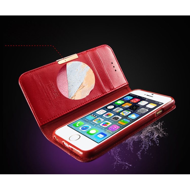 KLD Royale II Series for iPhone 6 6s (4.7) Genuine Leather Magnetic Flip Cover - Red-6