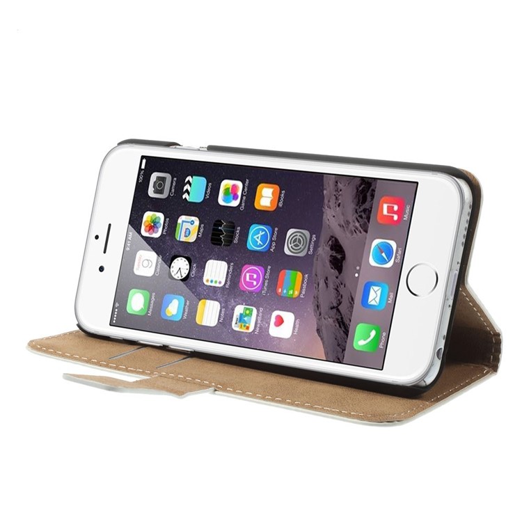 Leather Card Slot Stand Cover for iPhone 6 / 6s 4.7 inch - Blue Flower Tree-5