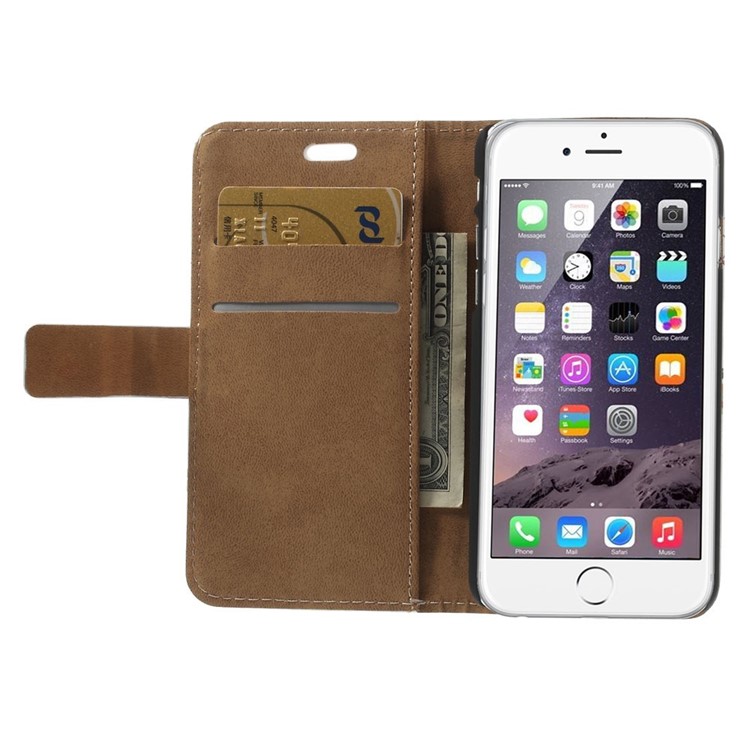 Leather Card Slot Stand Cover for iPhone 6 / 6s 4.7 inch - Blue Flower Tree-6