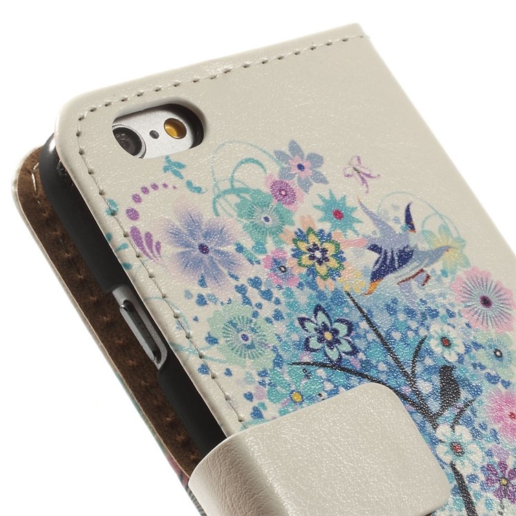 Leather Card Slot Stand Cover for iPhone 6 / 6s 4.7 inch - Blue Flower Tree-8