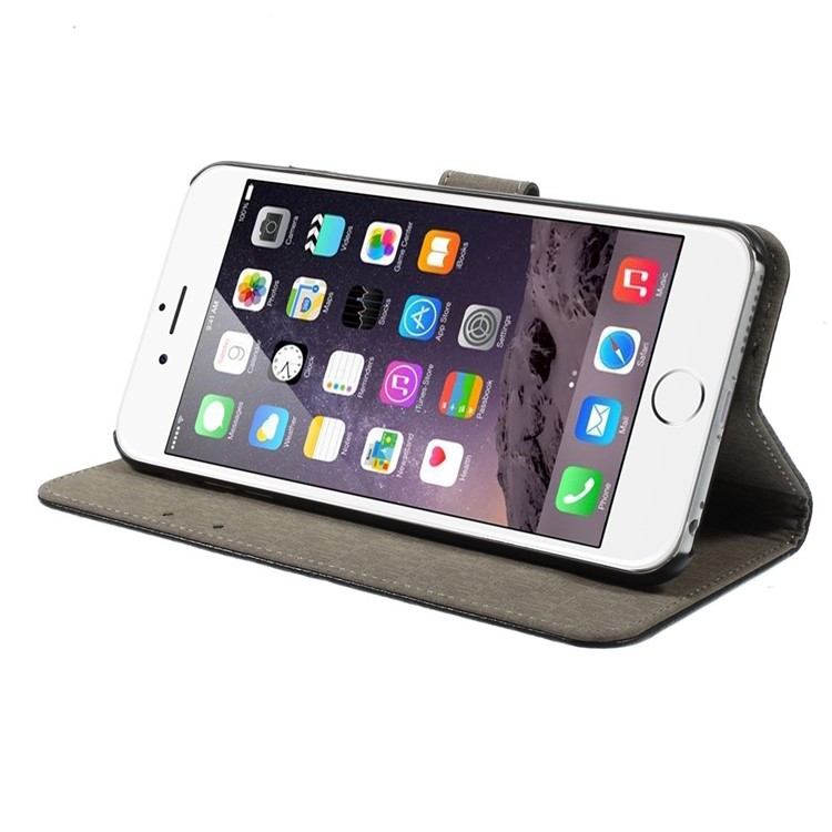 Magnetic Genuine Leather Stand Case for iPhone 6 Plus / 6s Plus with Card Slot - Black-4