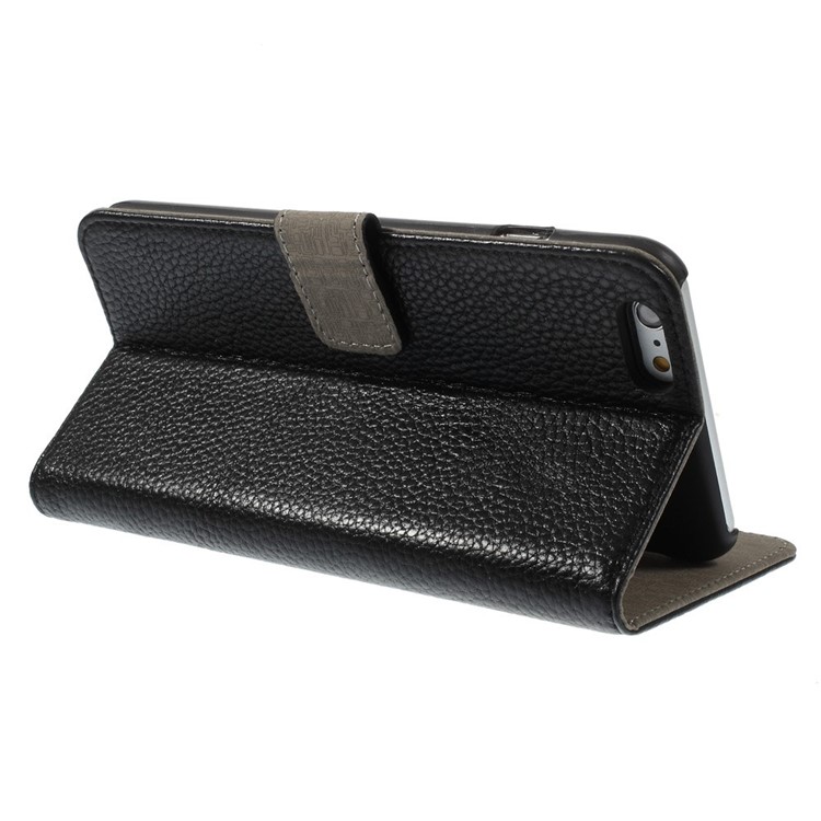 Magnetic Genuine Leather Stand Case for iPhone 6 Plus / 6s Plus with Card Slot - Black-5