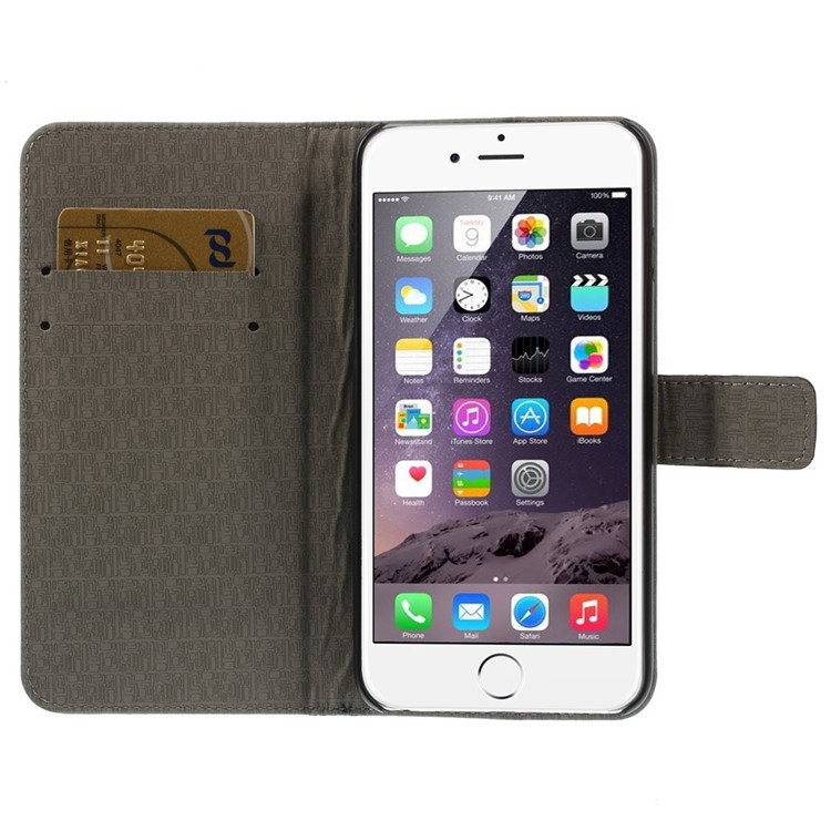 Magnetic Genuine Leather Stand Case for iPhone 6 Plus / 6s Plus with Card Slot - Black-6