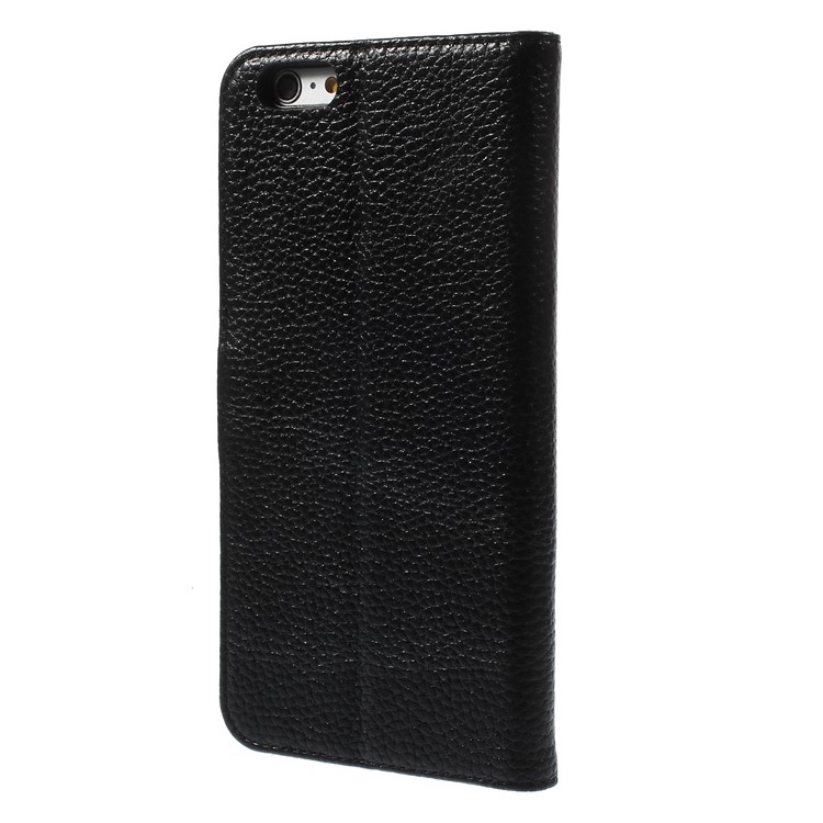 Lychee Genuine Leather Case Cover for iPhone 6 6s (4.7) with Card Slots - Black-2