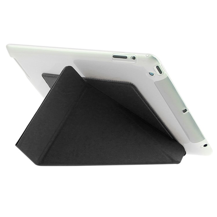ENKAY Origami Stand Smart TPU & Leather Case for iPad 2 3 4 - Black-4