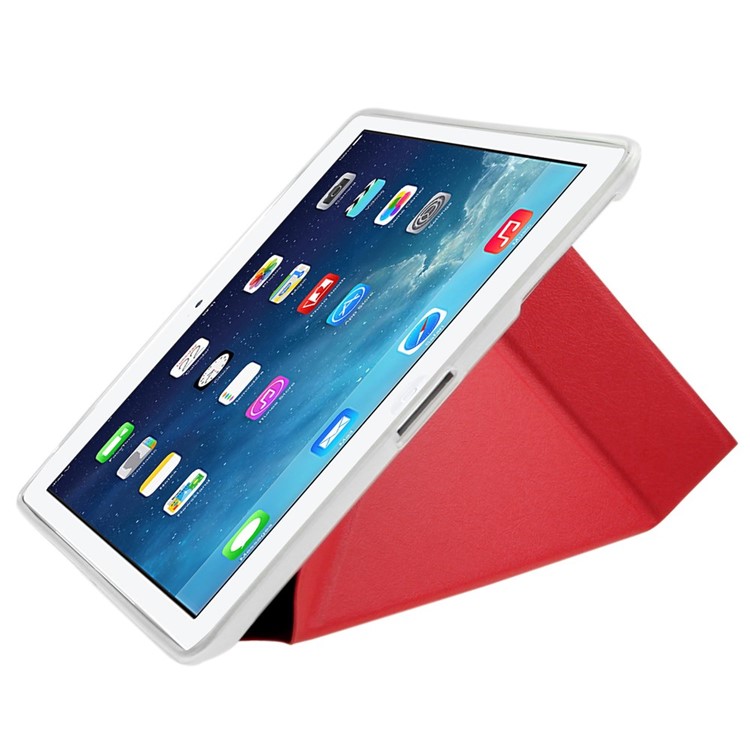ENKAY Origami Stand Smart TPU & Leather Case for iPad 2 3 4 - Red-2