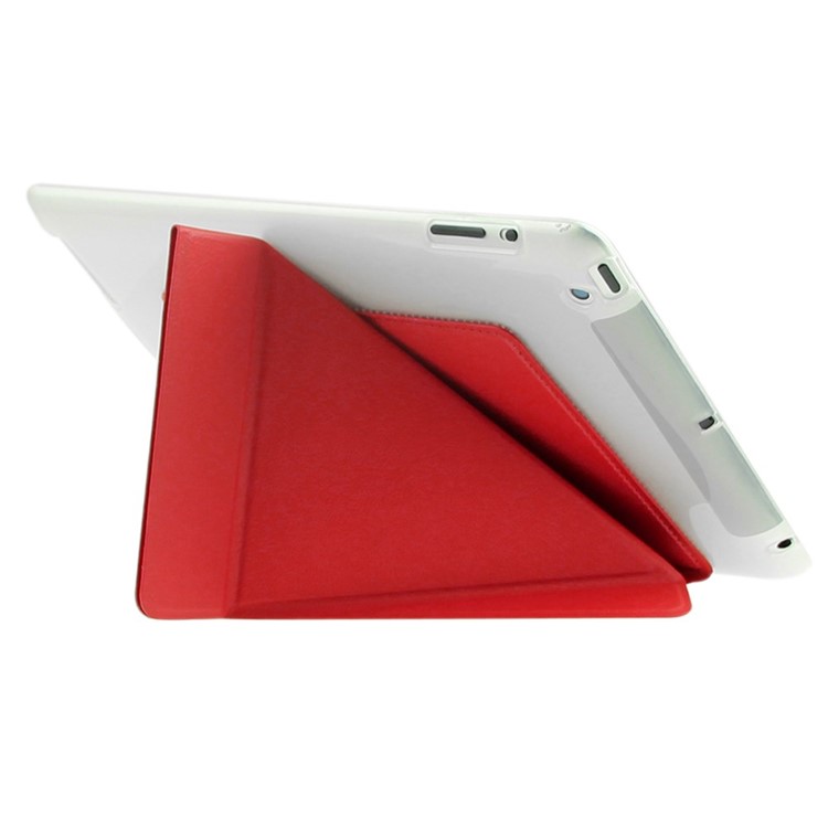 ENKAY Origami Stand Smart TPU & Leather Case for iPad 2 3 4 - Red-3