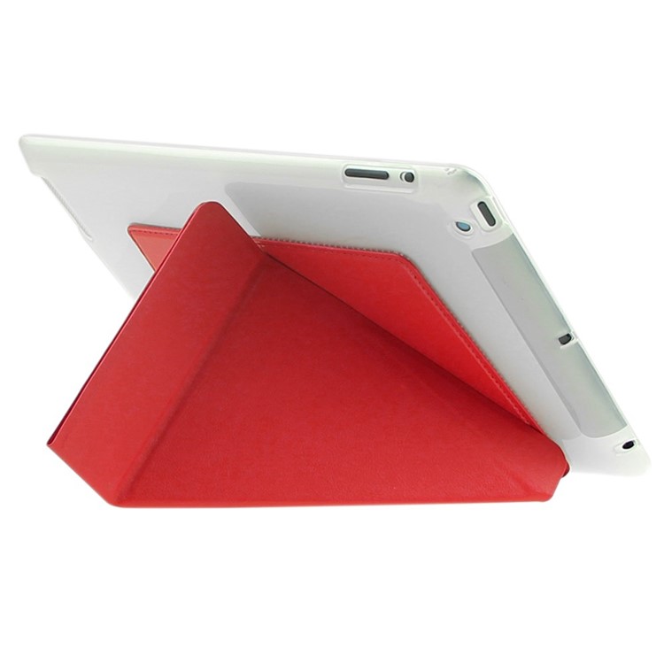 ENKAY Origami Stand Smart TPU & Leather Case for iPad 2 3 4 - Red-4