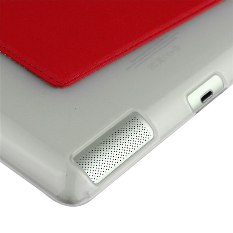 ENKAY Origami Stand Smart TPU & Leather Case for iPad 2 3 4 - Red-5