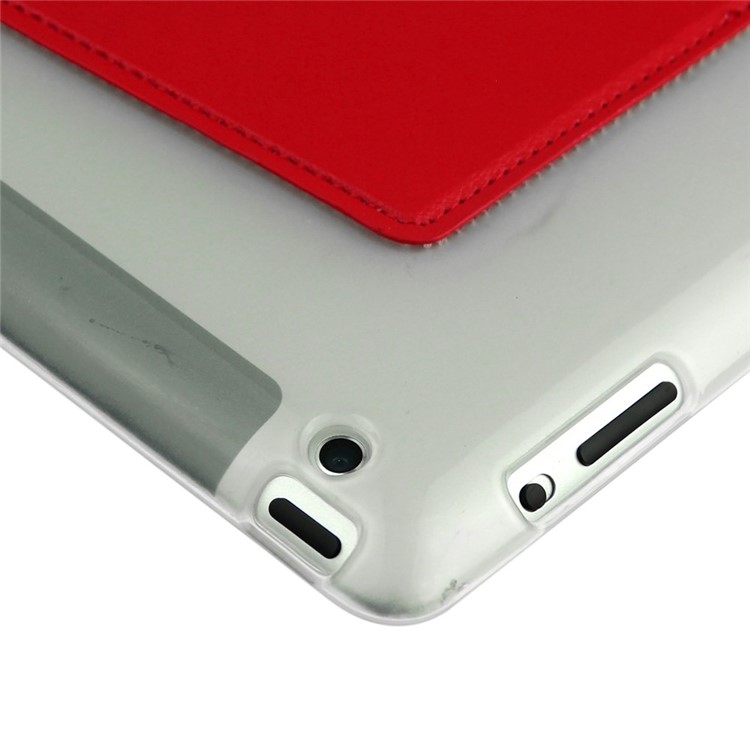 ENKAY Origami Stand Smart TPU & Leather Case for iPad 2 3 4 - Red-6