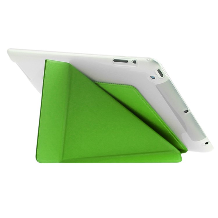 ENKAY Smart TPU & Leather Cover for iPad 2 3 4 with Origami Stand - Green-3
