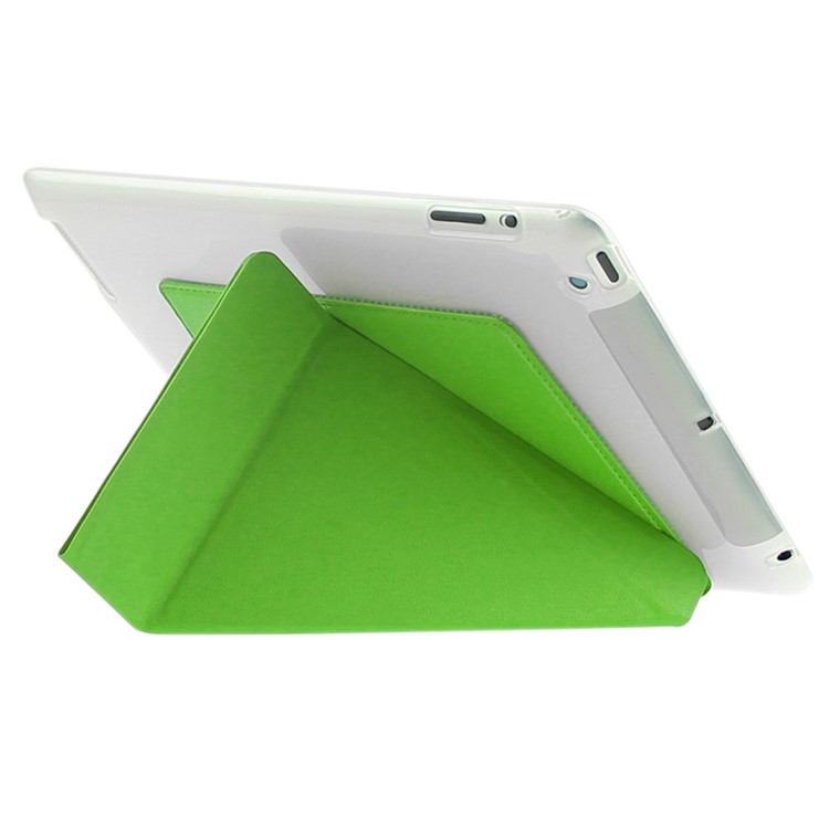 ENKAY Smart TPU & Leather Cover for iPad 2 3 4 with Origami Stand - Green-4