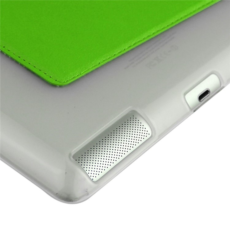 ENKAY Smart TPU & Leather Cover for iPad 2 3 4 with Origami Stand - Green-5