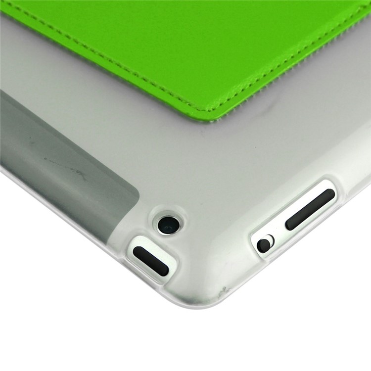 ENKAY Smart TPU & Leather Cover for iPad 2 3 4 with Origami Stand - Green-6