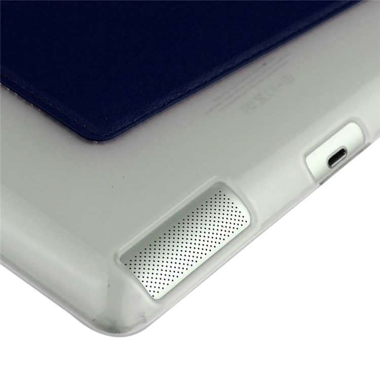 ENKAY Smart TPU & Leather Cover for iPad 2 3 4 with Origami Stand - Dark Blue-5