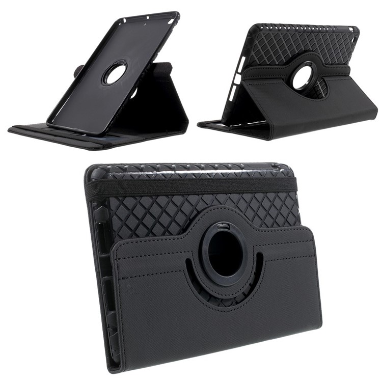 Twill Grain Leather Case w/ 360 Degree Rotatory Stand for iPad Mini / Mini 2 / Mini 3 - Black-1