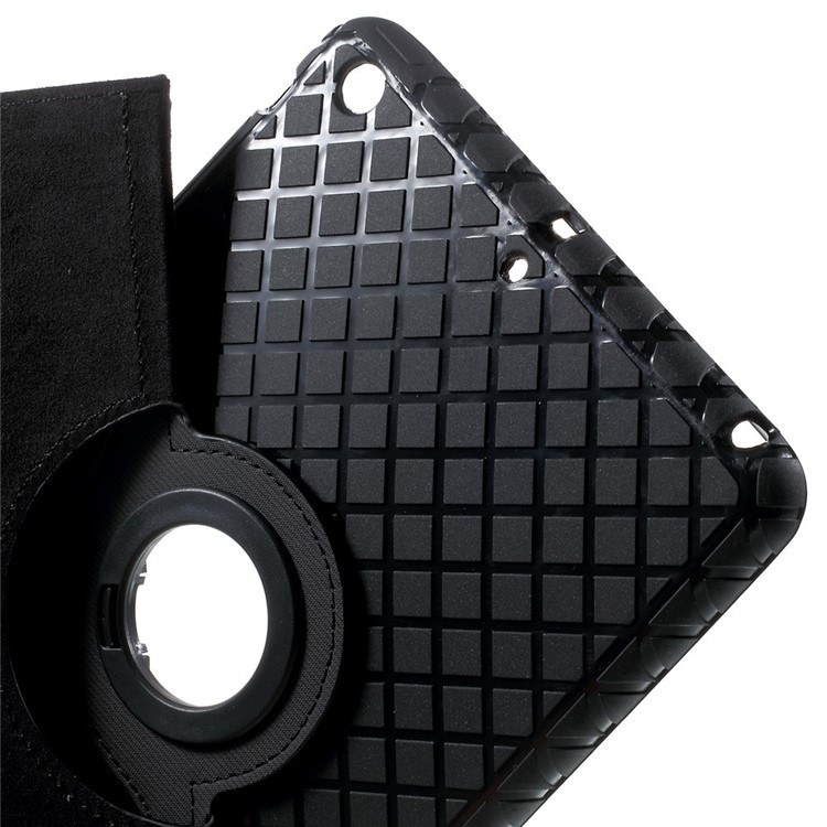 Twill Grain Leather Case w/ 360 Degree Rotatory Stand for iPad Mini / Mini 2 / Mini 3 - Black-13