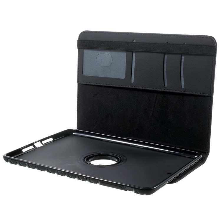 Twill Grain Leather Case w/ 360 Degree Rotatory Stand for iPad Mini / Mini 2 / Mini 3 - Black-8