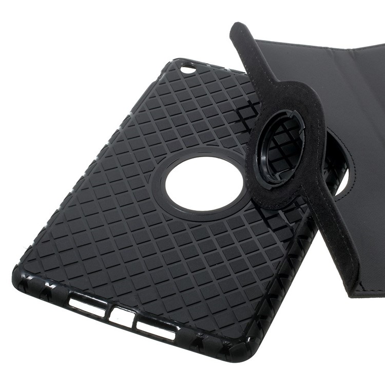 Twill Grain Leather Case w/ 360 Degree Rotatory Stand for iPad Mini / Mini 2 / Mini 3 - Black-9