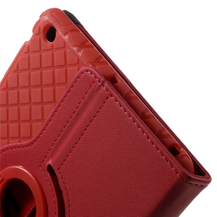 Twill Grain Leather Cover w/ 360 Degree Rotatory Stand for iPad Mini / Mini 2 / Mini 3 - Red-11