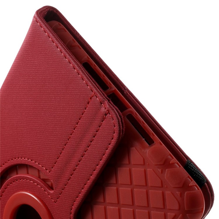 Twill Grain Leather Cover w/ 360 Degree Rotatory Stand for iPad Mini / Mini 2 / Mini 3 - Red-12