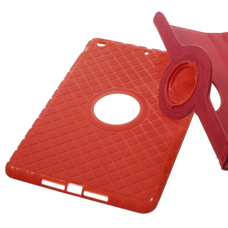 Twill Grain Leather Cover w/ 360 Degree Rotatory Stand for iPad Mini / Mini 2 / Mini 3 - Red-9