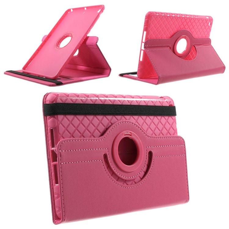Twill Grain PU Leather Case w/ 360 Degree Rotatory Stand for iPad Mini / Mini 2 / Mini 3 - Rose-1