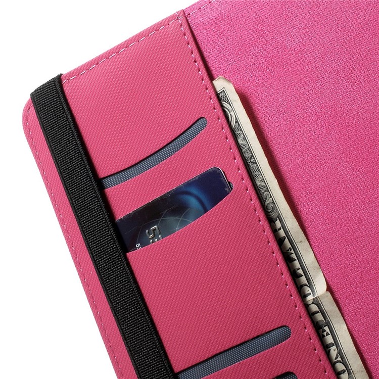 Twill Grain PU Leather Case w/ 360 Degree Rotatory Stand for iPad Mini / Mini 2 / Mini 3 - Rose-10